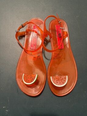 Katy Perry Collections Red Jelly Sandals with Watermelon Charms